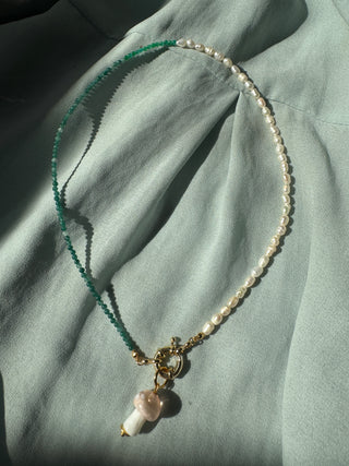 Half Green Shroomie - Necklace