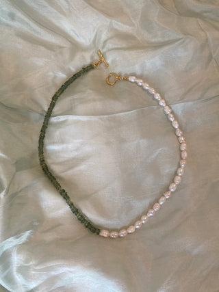 Half Green Gemstone - Necklace