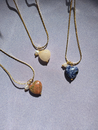 Heart Gemstone - Necklace (various colors)