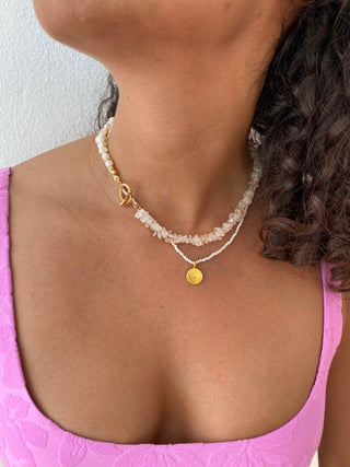 Half Crystal Peal - Necklace