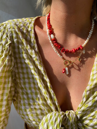Small Pearl and Coral - Necklace